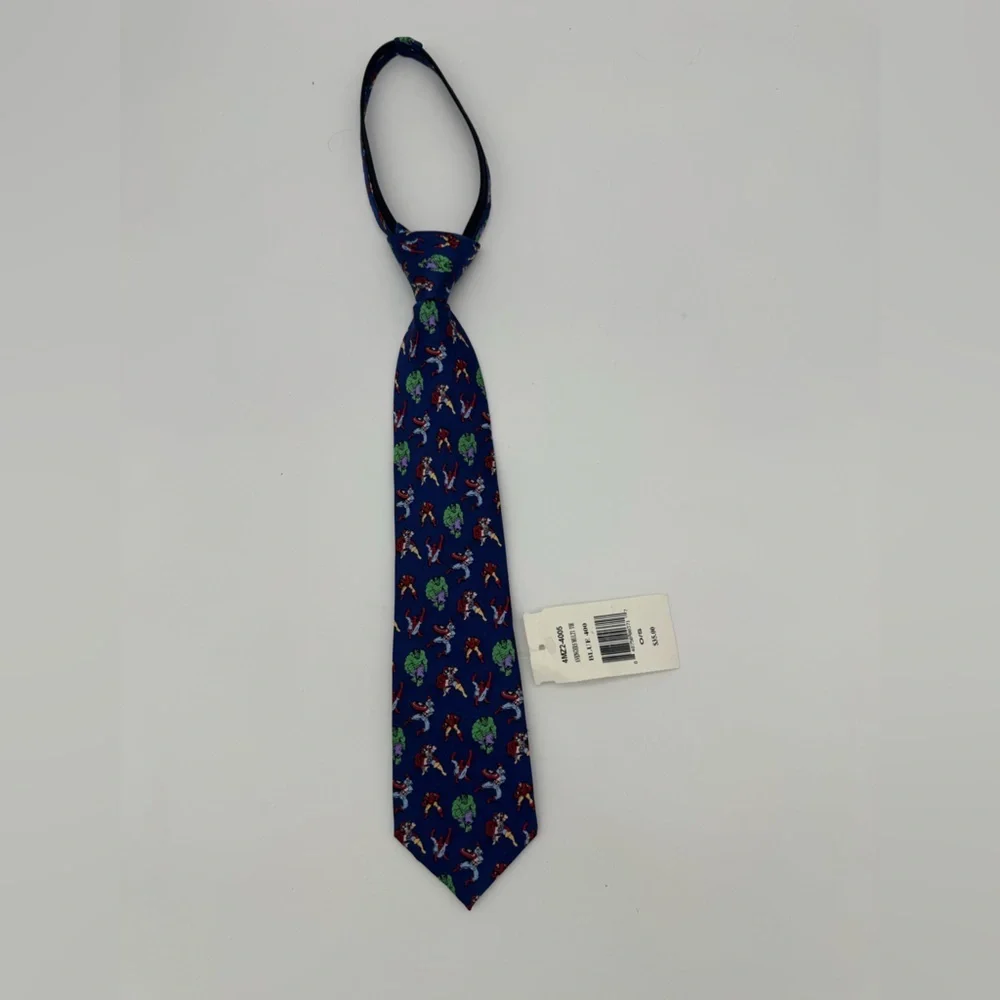 NWT Marvel Comics Avengers Heroes Boys Neck Tie 100% Silk Easy Adjustable Zip On